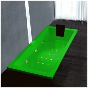 Ванна Gruppo treesse Quadra 170 ATC-V072Q-DX-ZEZ зелёная с золотой фурнитурой гидромассажем аэромассажем и дезинфекцией и дистанционным управлением прямоугольная встроенная правая