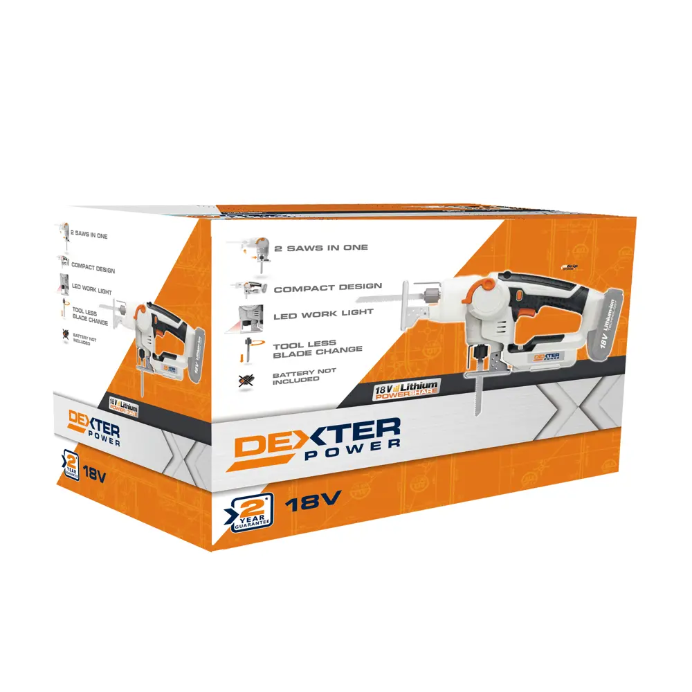 Лобзик-сабельная пила аккумуляторный Dexter Power CSJ18LD, 18 В Li-ion, без АКБ 17336803 STLM-2148802  - Вид №5
