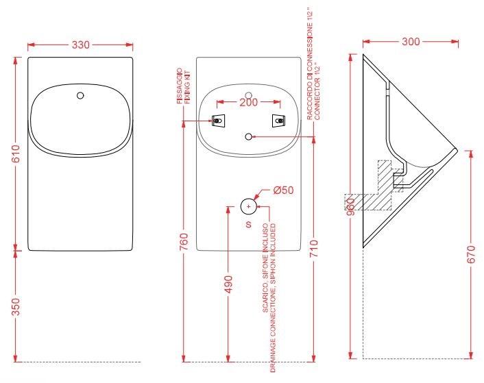 Lfo002 Настенный писсуар, уринал с мушкой ArtCeram La fontana 2.0 - Вид №2