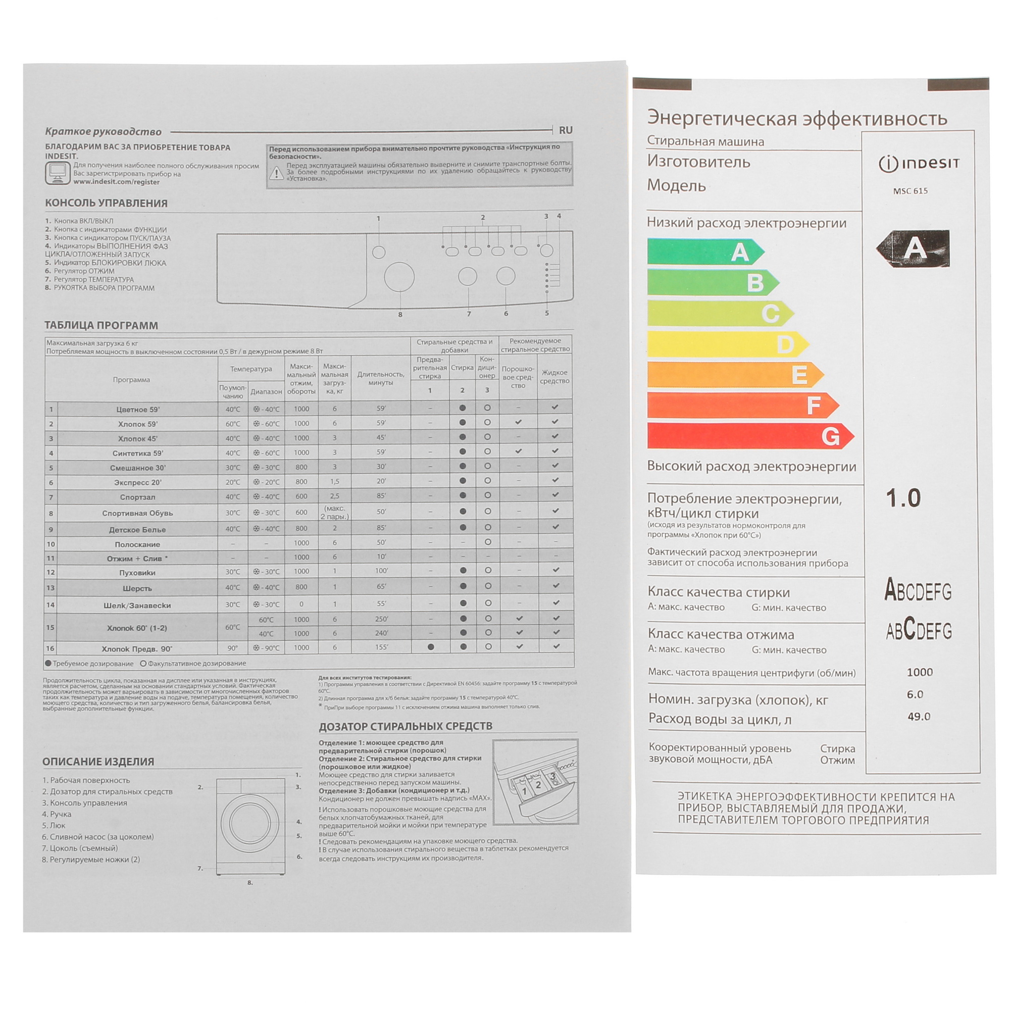 9950785 Стиральная машина Indesit MSC 615 белый STDN-0127192 - Вид №10