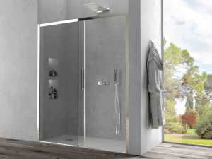 Алюминиевая и стеклянная нишевая душевая кабина с раздвижной дверью