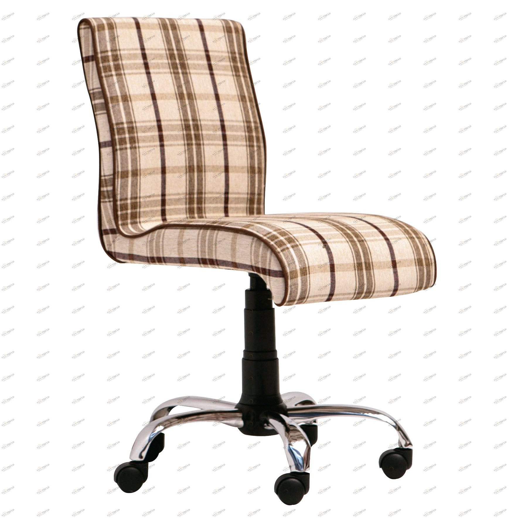 Рабочее креcло на колесах бежевое в клетку Plaid CILEK ROYAL 00-3832271 Бежевый Santreyd