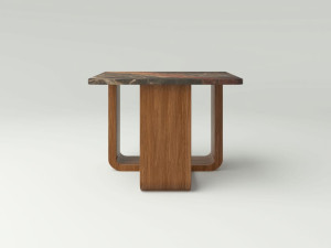 Журнальный столик из орехового дерева с каменной столешницей