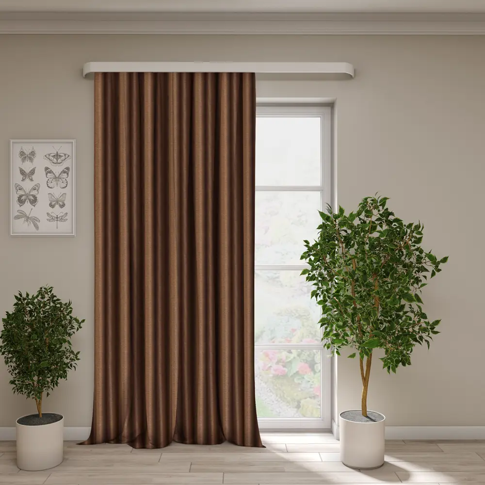 Штора на ленте Сима 150x280 см цвет шоколад 89429976 STLM-2091309 Santreyd 
