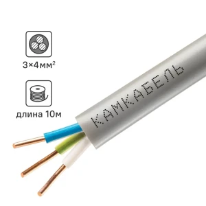 Кабель Камкабель NUM 3x4 10 м ГОСТ цвет серый 81933550 STLM-2030718