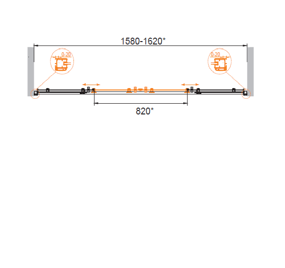 Душевая дверь в нишу CEZARES ANIMA-W-BF-2-160-C-Cr - Вид №3