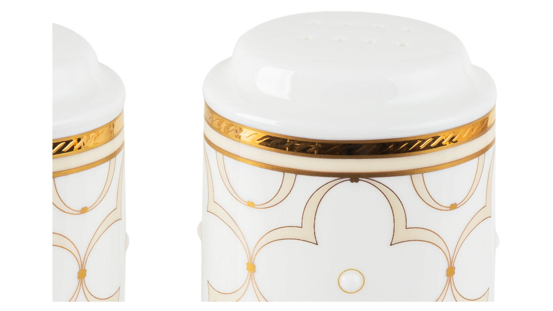 10628665 Noritake Набор соль и перец Noritake "Трефолио,золотой кант" 10см Фарфор костяной  - Вид №1
