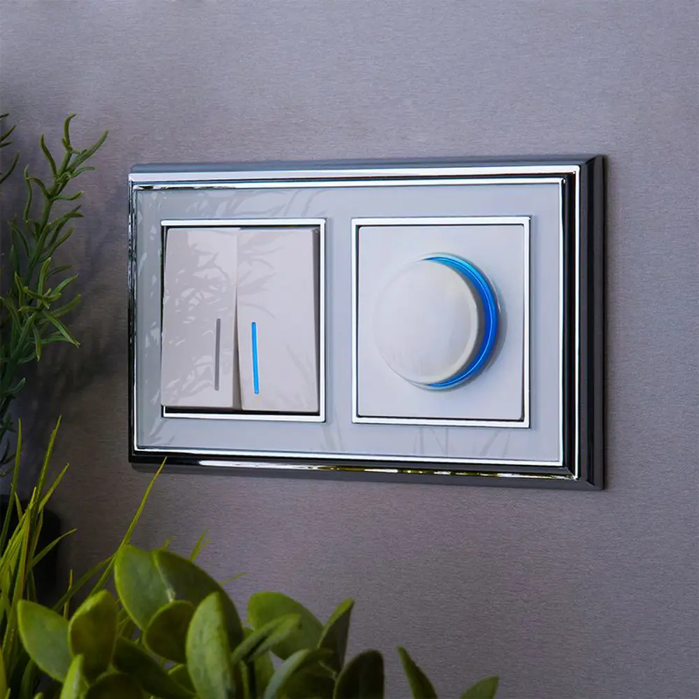 Рамка для розеток и выключателей Werkel Palacio 2 поста цвет белый хром STLM-2159704 - Вид №1