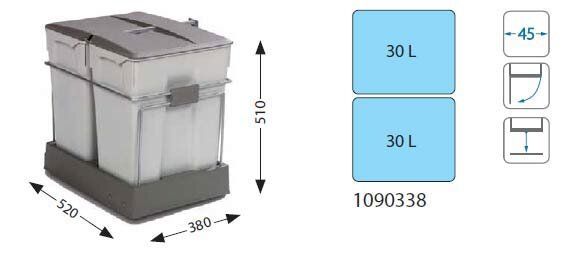 Система сортировки мусора ALBIO 40 2X30 L Alveus 1090338 - Вид №1