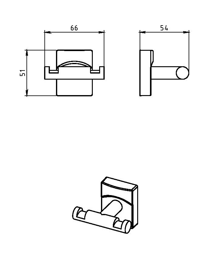 Крючок двойной Novaservis Metalia 12 0256.0 хром 02560 - Вид №1