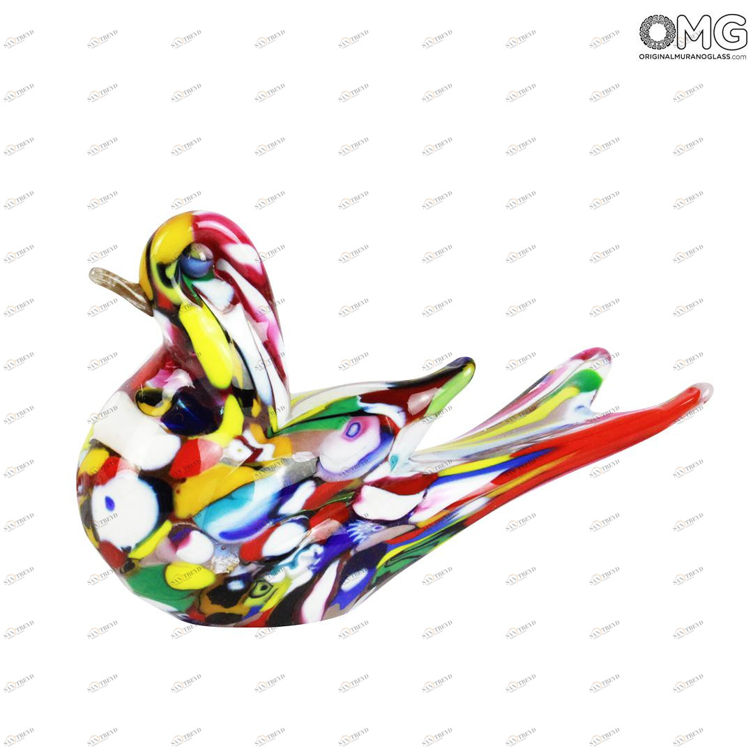 1523 ORIGINALMURANOGLASS Фигурка голубки - муррины и золото - муранское стекло  см 
