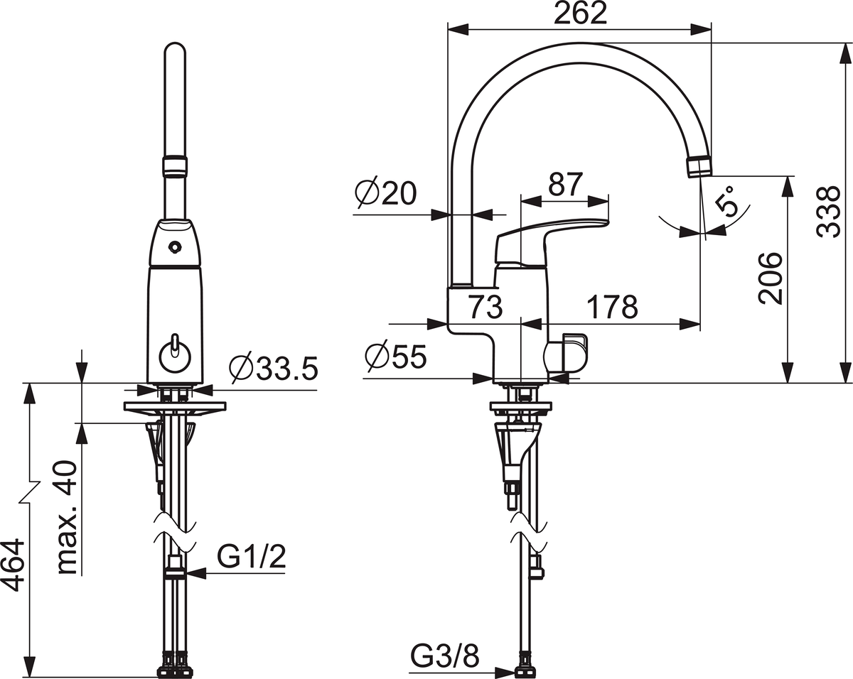 Oras 1039F Смеситель для кухни с клапаном 1039F Safira Хром  - Вид №2