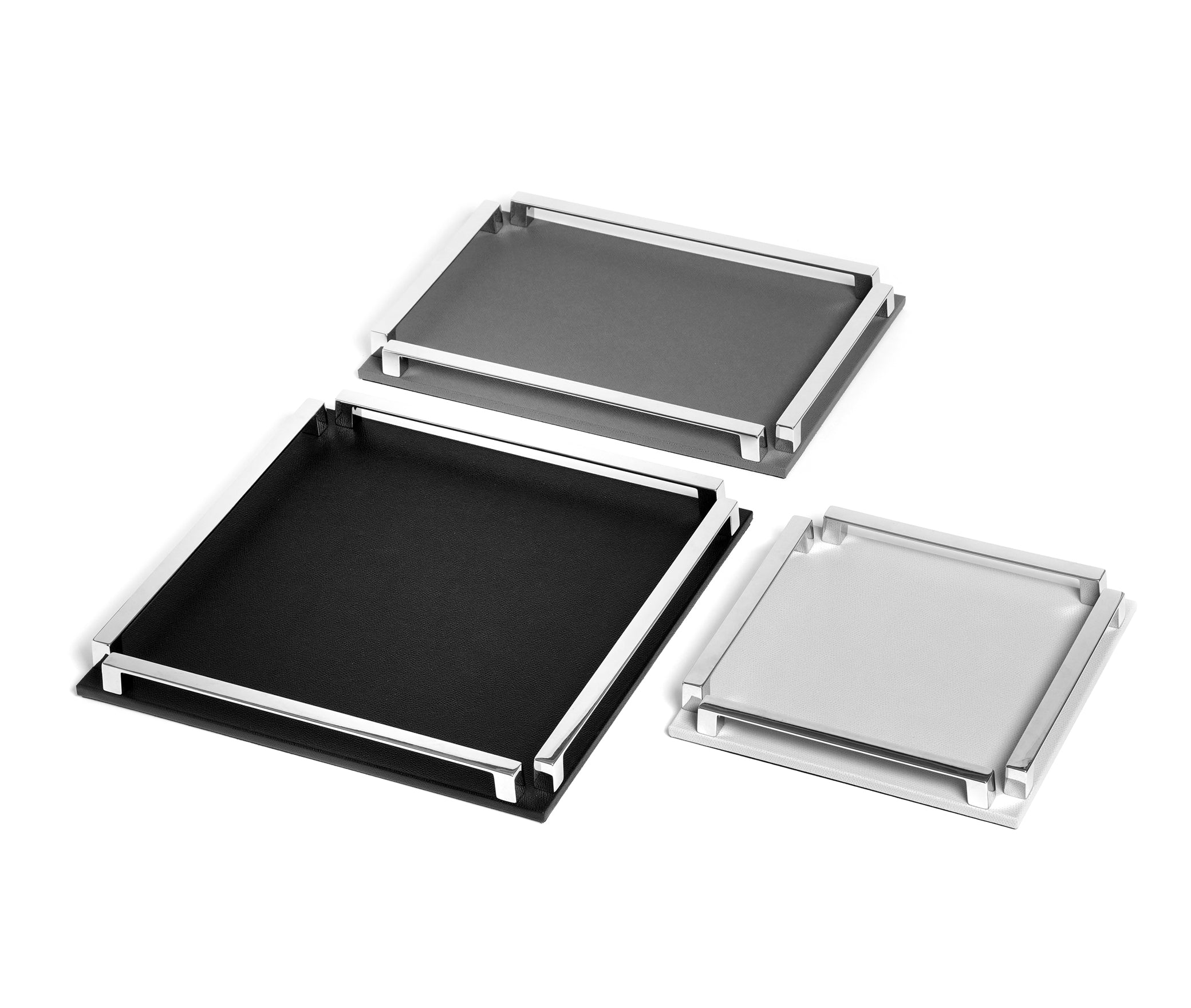 Пол Трей - 37X37 см / металл-отделка_сатин-латунь / плетеная кожа_темно-серый Pinetti G5.1425.061.055 - Вид №4