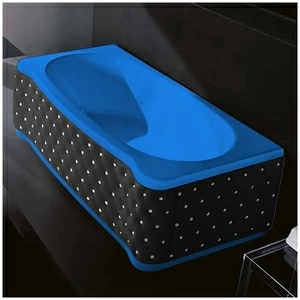 Ванна Gruppo treesse New Classic Young VTL-V6741-SX-KCS-G голубая прямоугольная левая чёрная кожа кристаллы сваровски