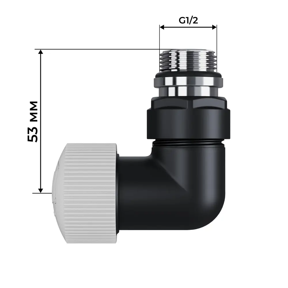 Термостатический комплект для радиатора трехосевой Royal Thermo Design Pro 1/2" латунь цвет черный 89423320 STLM-2058372  - Вид №4