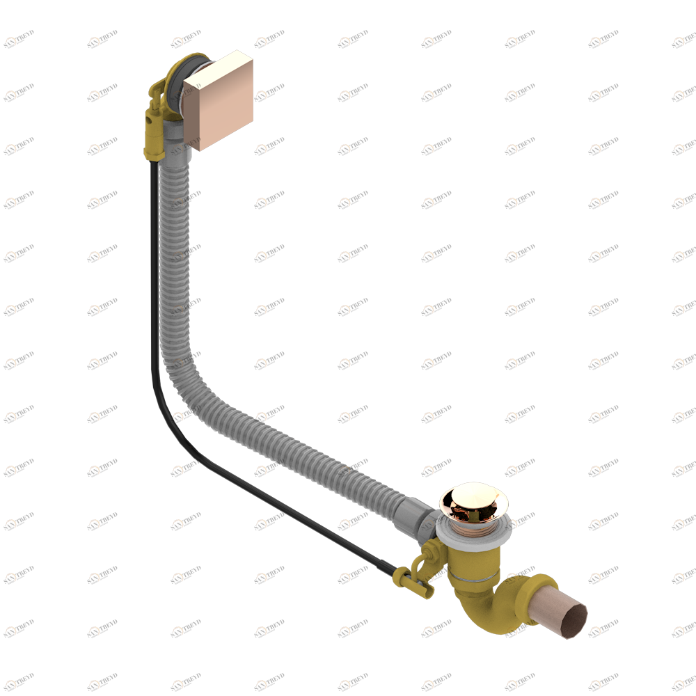 A6G-300/70 Автоматический донный клапан для ванны длина сифона 70 см Thg-paris Profil инкрустация Lalique Розовое золото A6G-300/70 CAT.F