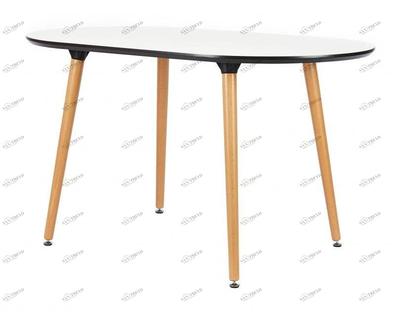 Обеденный стол овальный белый с деревянными ножками 140х80 см Brooklyn BRADEX HOME  00-3974031 Бежевый;белый 