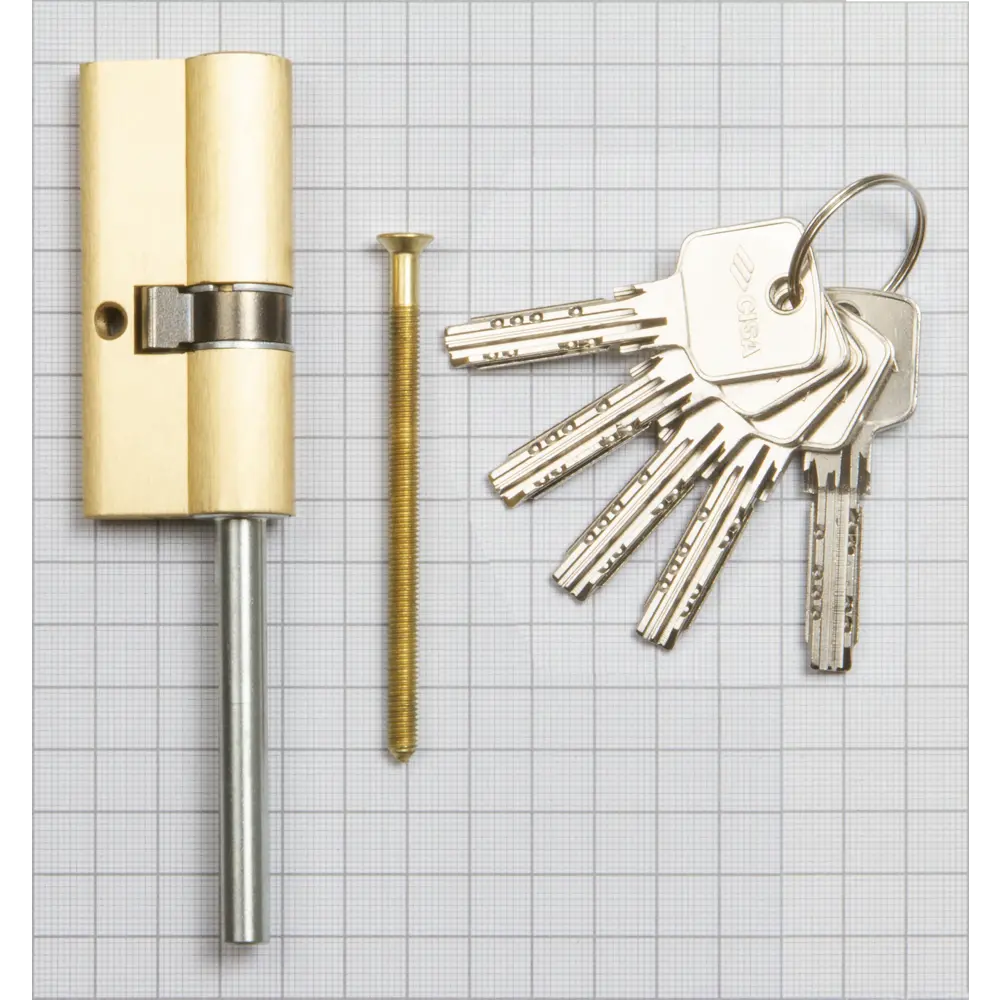 Цилиндр Cisa Astral ОА317-12.00, 35x10x25 мм, ключ/шток, цвет латунь, без вертушки STLM-2047601 - Вид №2