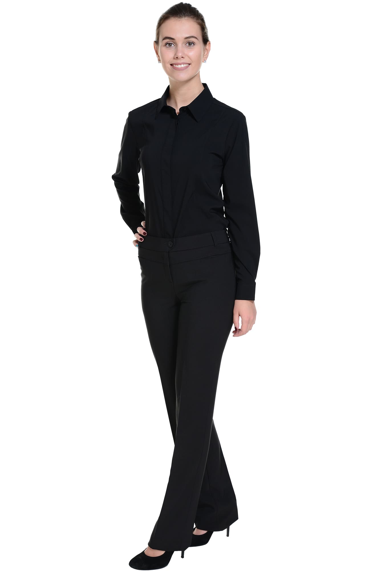 62491 Рубашка женская  black El-Risto  Корпоративная одежда  размер 40 (XS)  - Вид №3