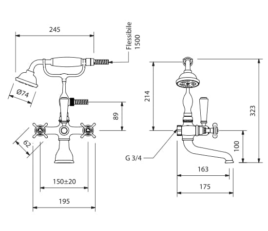 Напольный смеситель для ванны с ручным душем Park Avenue Джеймс ARCH-00131739 - Вид №2