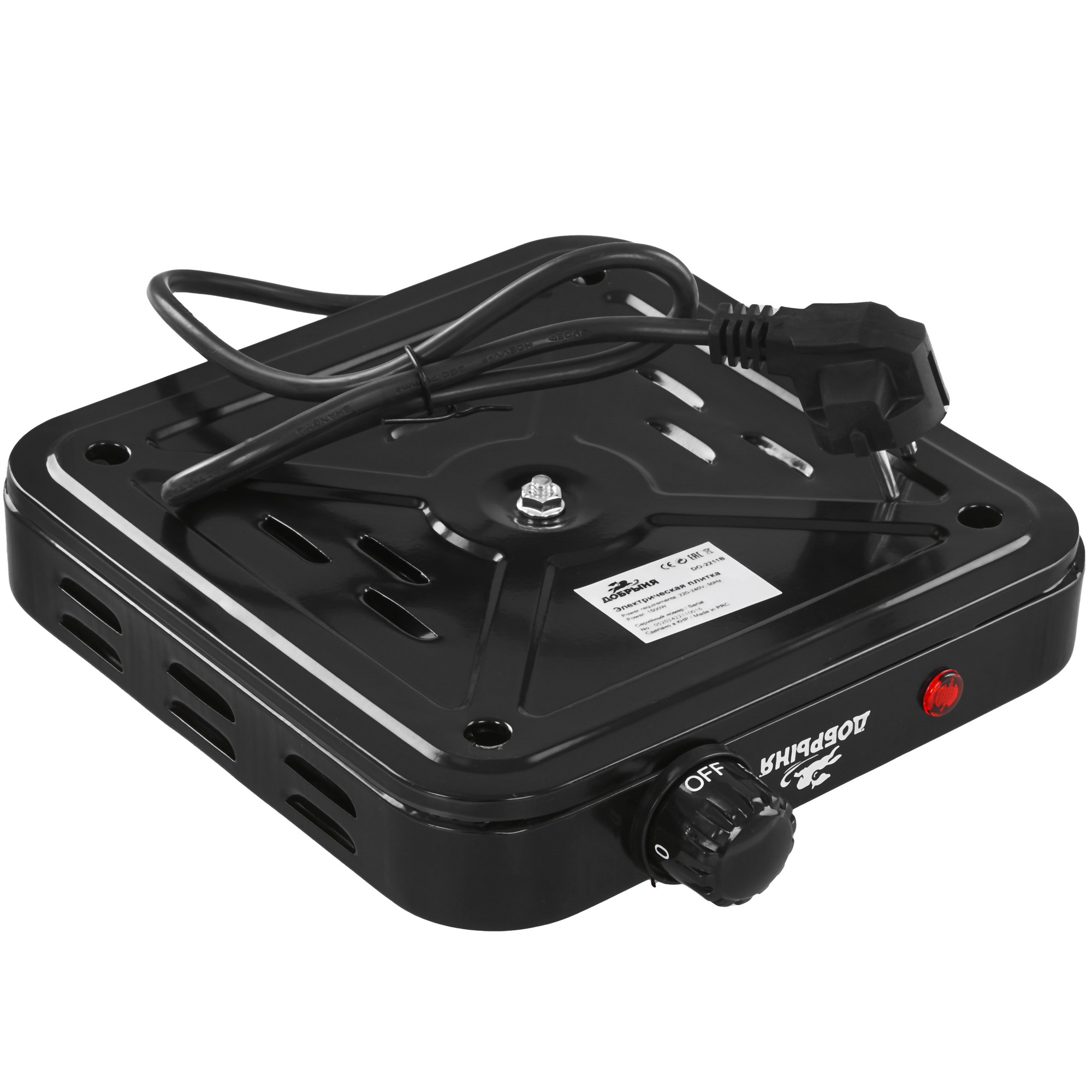 9213023 Плита компактная электрическая Добрыня DO-2211B черный STDN-0090712 - Вид №4