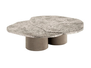 Журнальный столик с алюминиевой столешницей и бетонными ножками