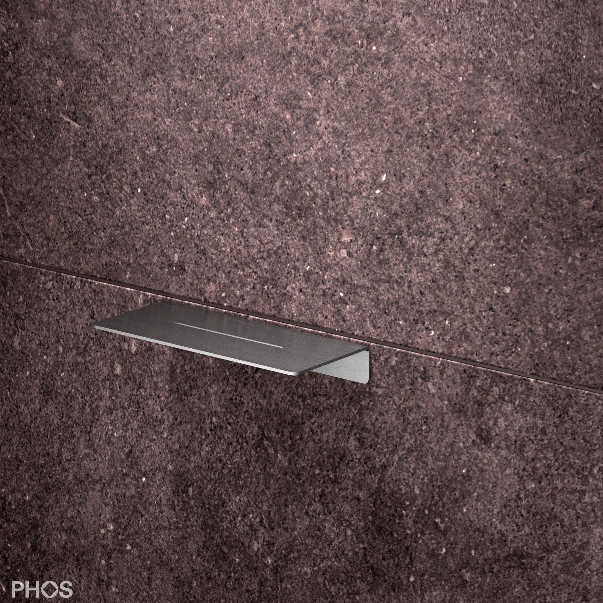 DA170 Полка для душа с резьбой, длина 17 x глубина 8 см, шлифованная вручную PHOS 