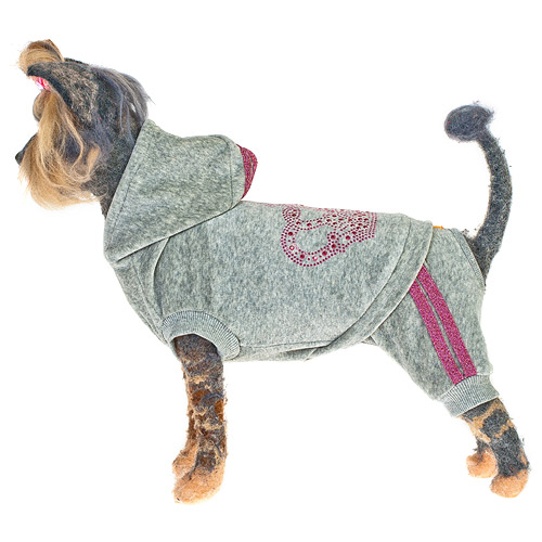 ПР0044511 Комбинезон для собак Гламур велюровый серый-1 20см HAPPY PUPPY 
