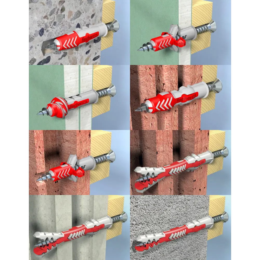 Дюбель для всех типов стен DuoPower 5x25 мм крюк прямой цвет серый/красный 8 шт FISCHER STLM-2105276 - Вид №5