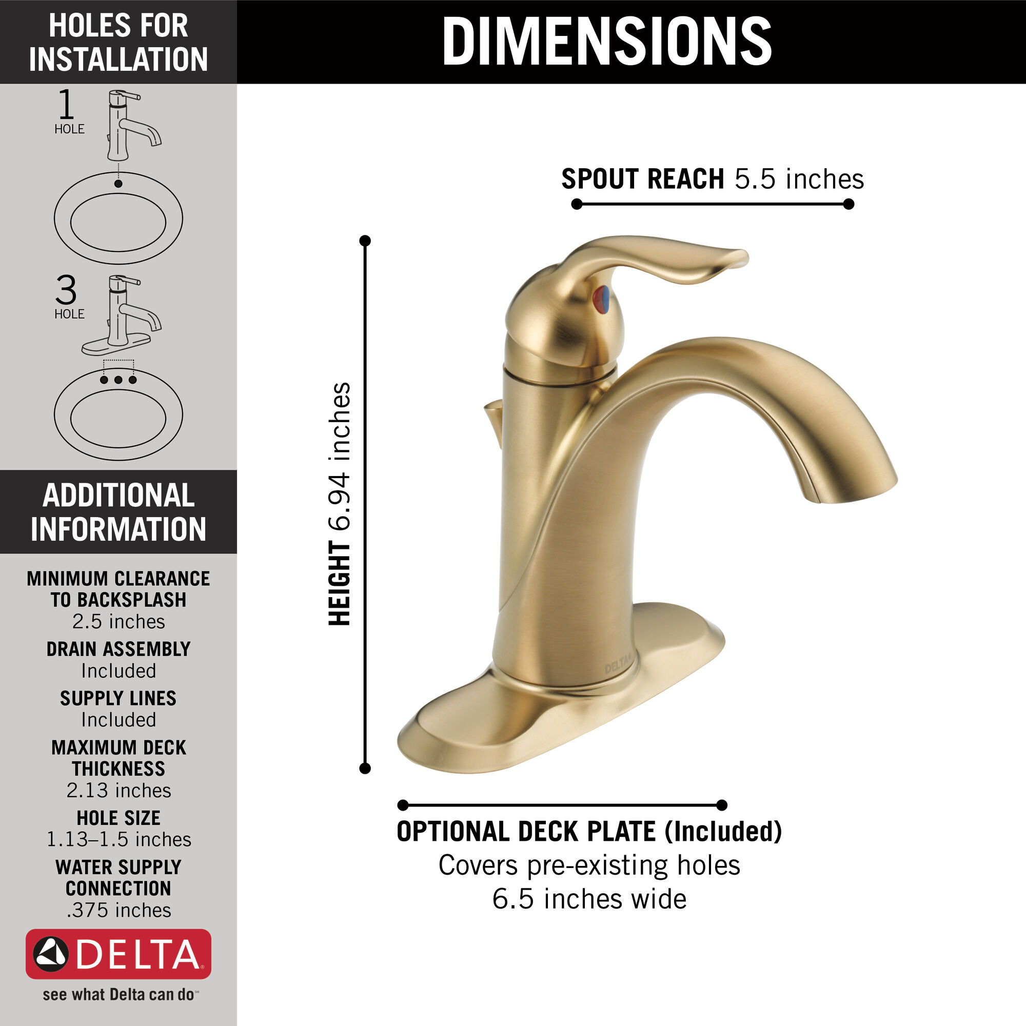 538-CZMPU-DST Смеситель для ванной с одной ручкой Delta Faucet Lahara Шампанское бронза  - Вид №1