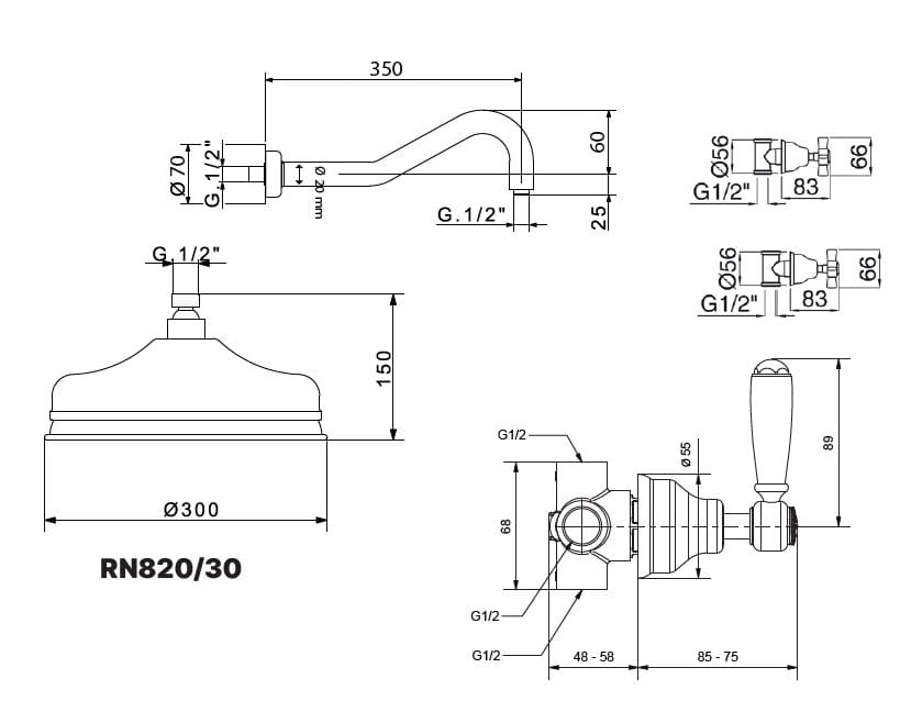 Встраиваемый набор для душа с ручным душем и душем Gaia Mobili Complements ARCH-00120506 - Вид №3