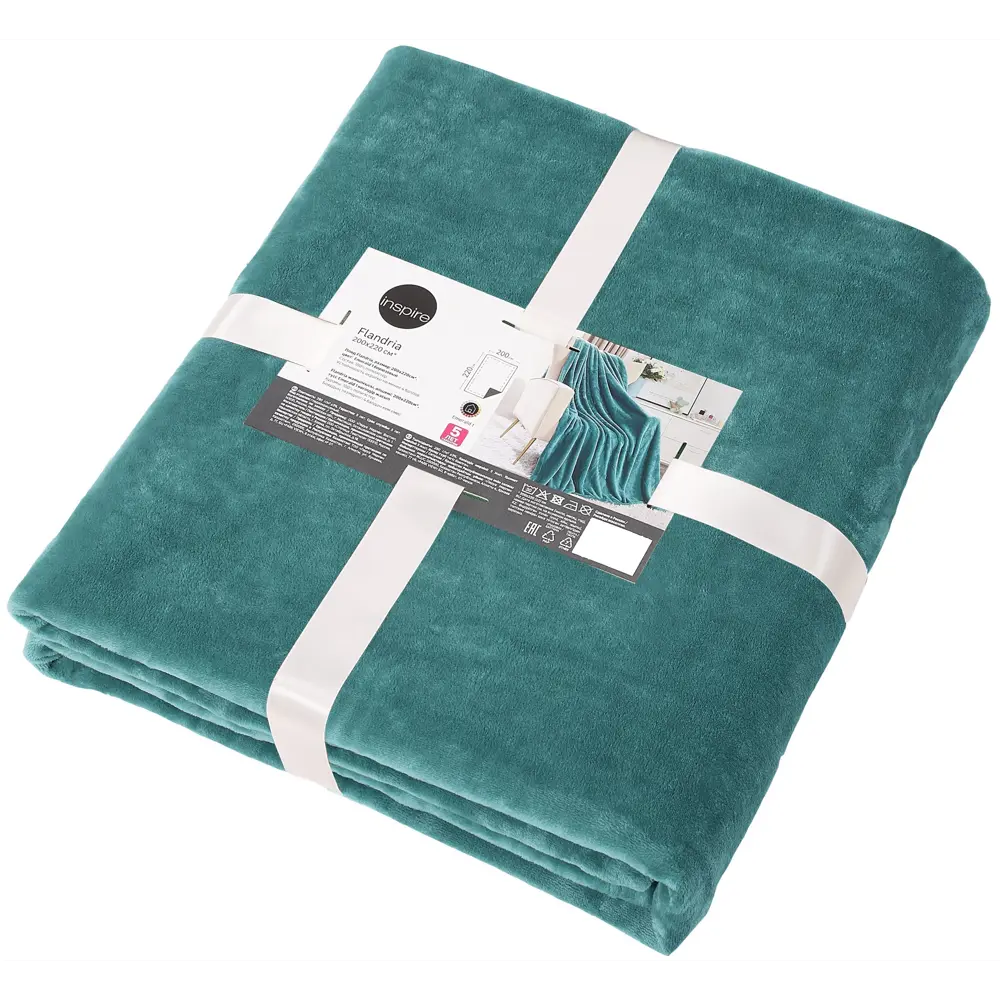 Плед Inspire Flandria 200x220 см микрофибра цвет бирюзовый Emerald 1 89025374 STLM-2188219 - Вид №2