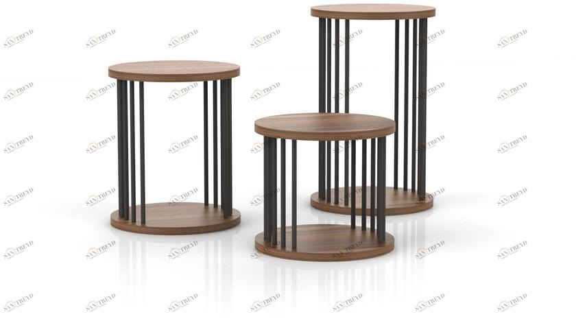 Tuna Ofis Круглый журнальный столик из фанерованной древесины Corinth sun-id-1448333