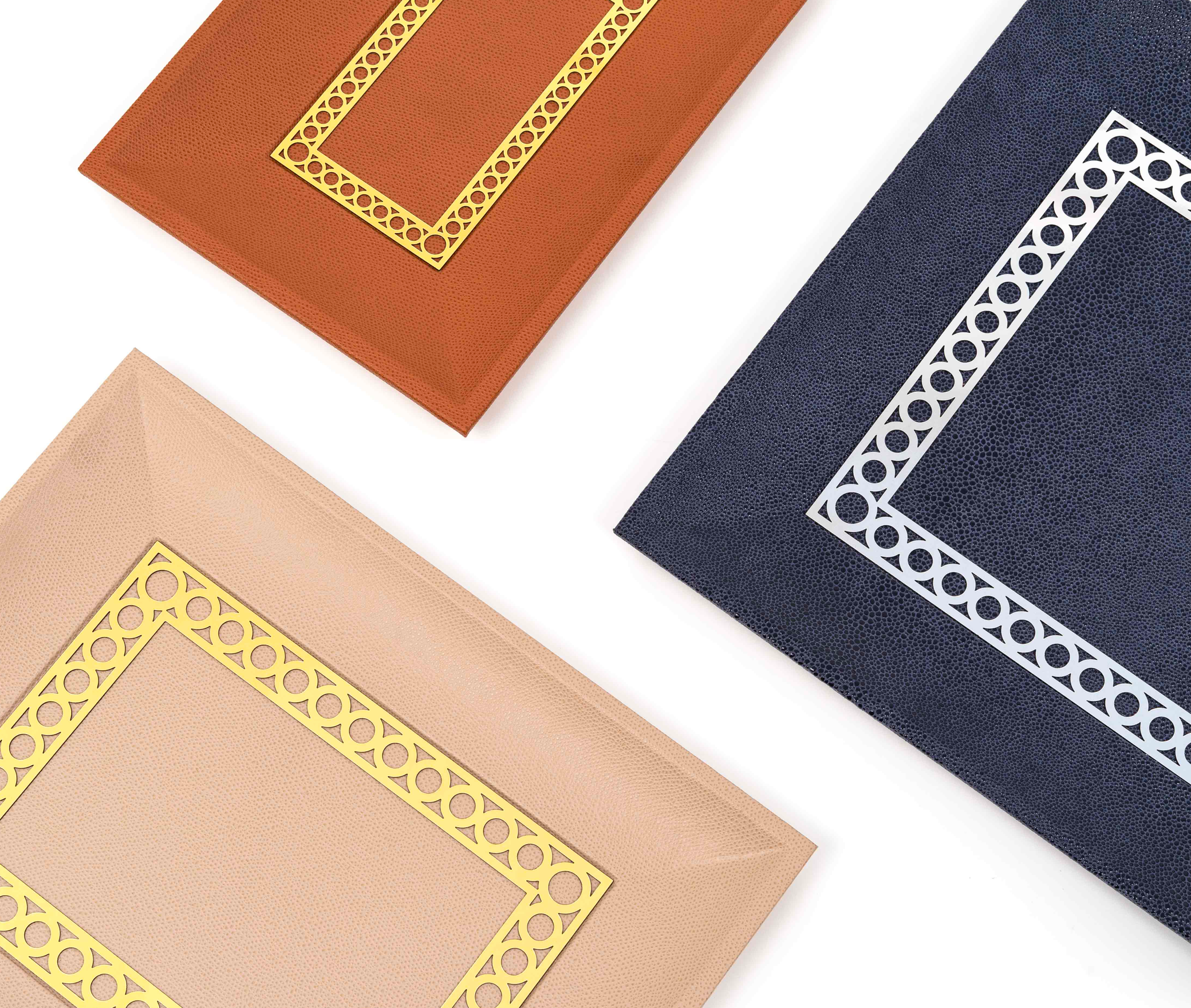 Поднос для мелочей Aston Square - 35X35 см/металл-хром/ари-кожа_светло-серый Pinetti 00.1891.061.015 - Вид №5