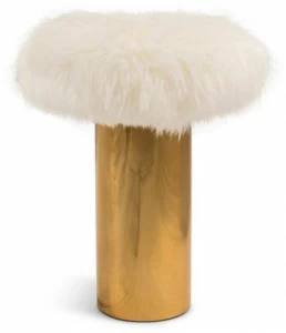 Scarlet Splendour Круглый журнальный столик из овчины Snow white