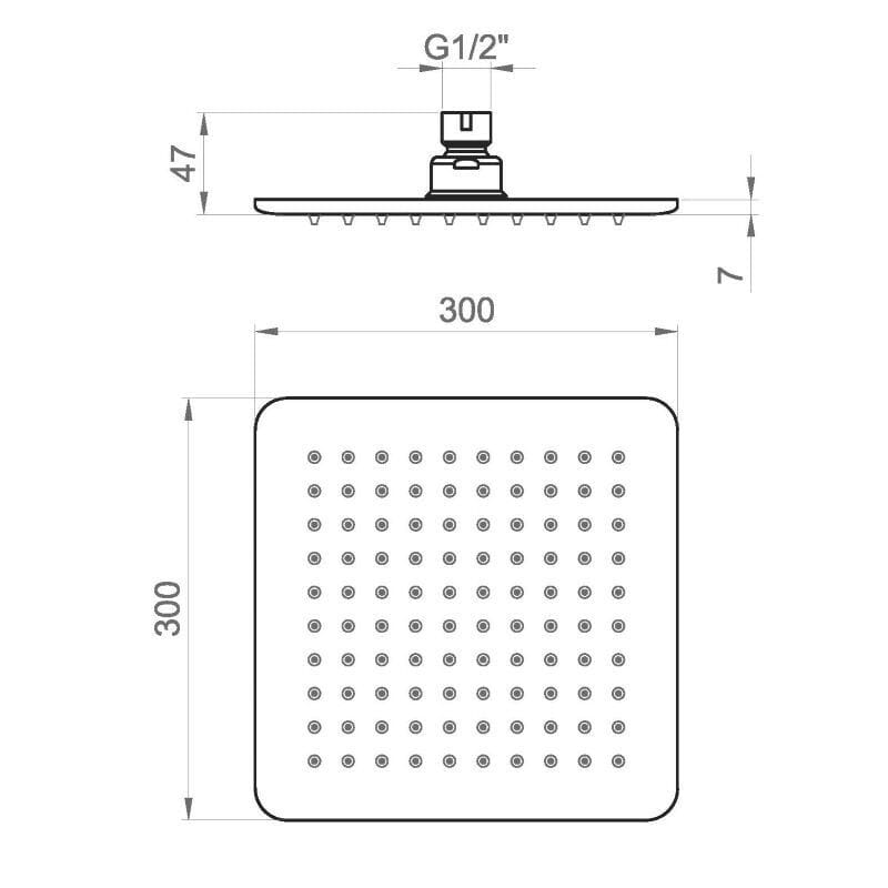 Квадратная душевая головка и металлический ручной душ Ercos Square ARCH-00114828 - Вид №6