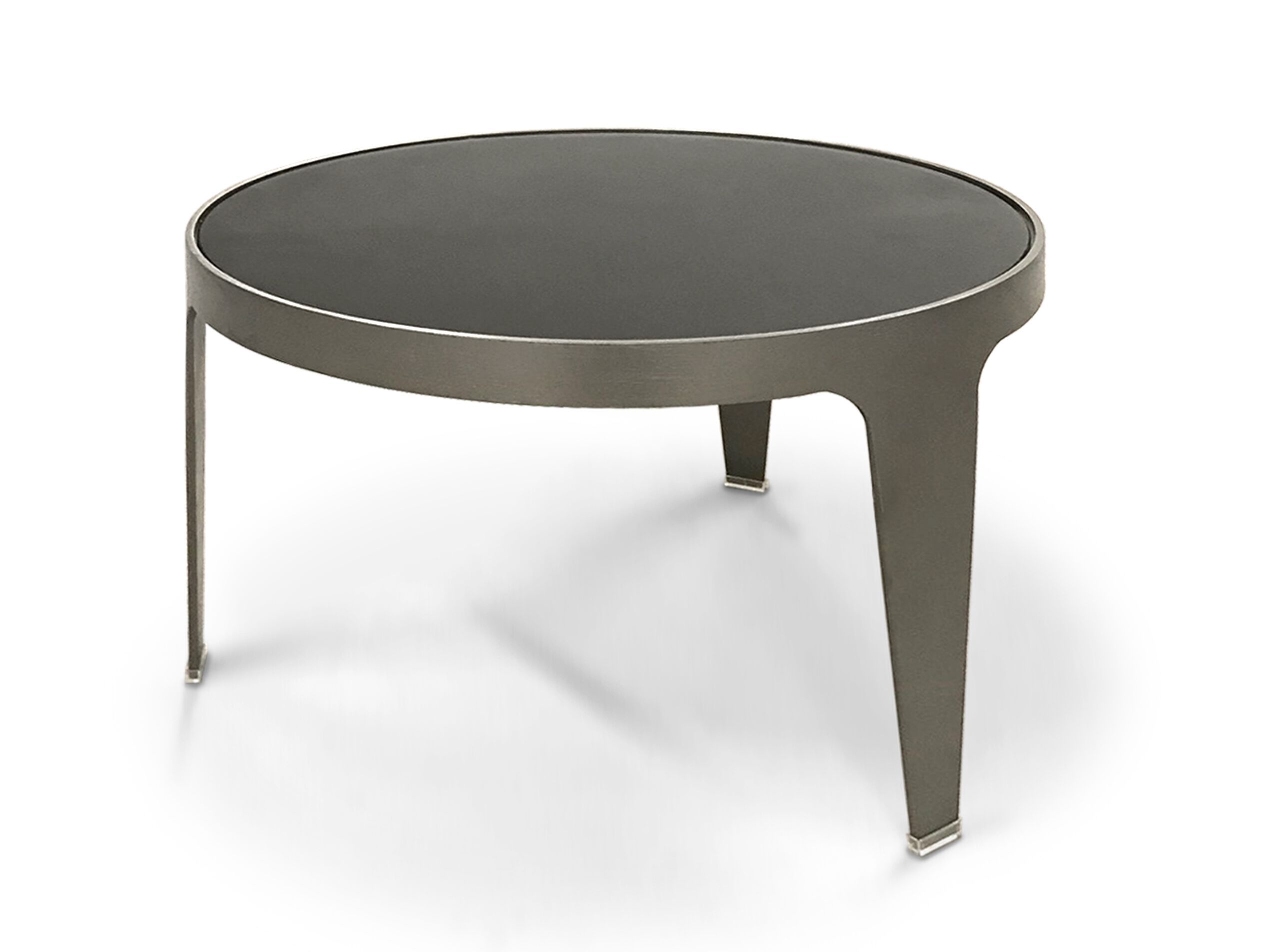 Низкий круглый журнальный столик со стеклянной столешницей Natuzzi Italia Herman ARCH-00095036