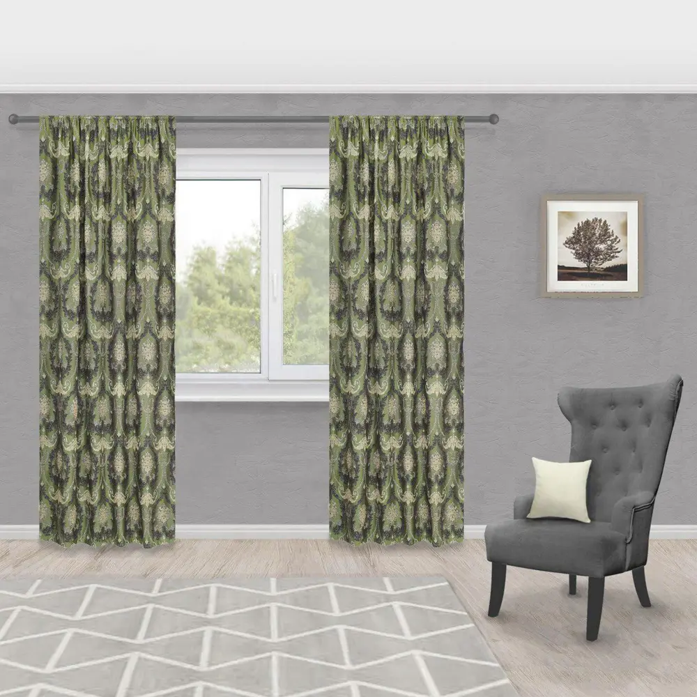 Штора на ленте «Веста» 160х260 см жаккард цвет зелёный ТОРГОВЫЙ ДОМ ТЕКСТИЛЬ STLM-2095769 - Вид №3