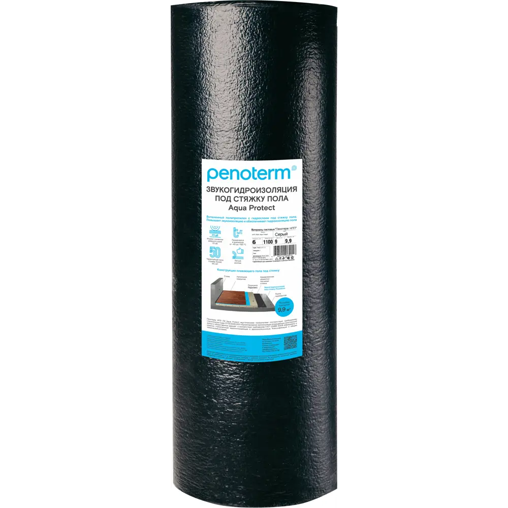 Звуко-гидроизоляция Пенотерм Aqua Protection 6x1100 мм 9 м 9.9 м² PENOTERM STLM-2091071