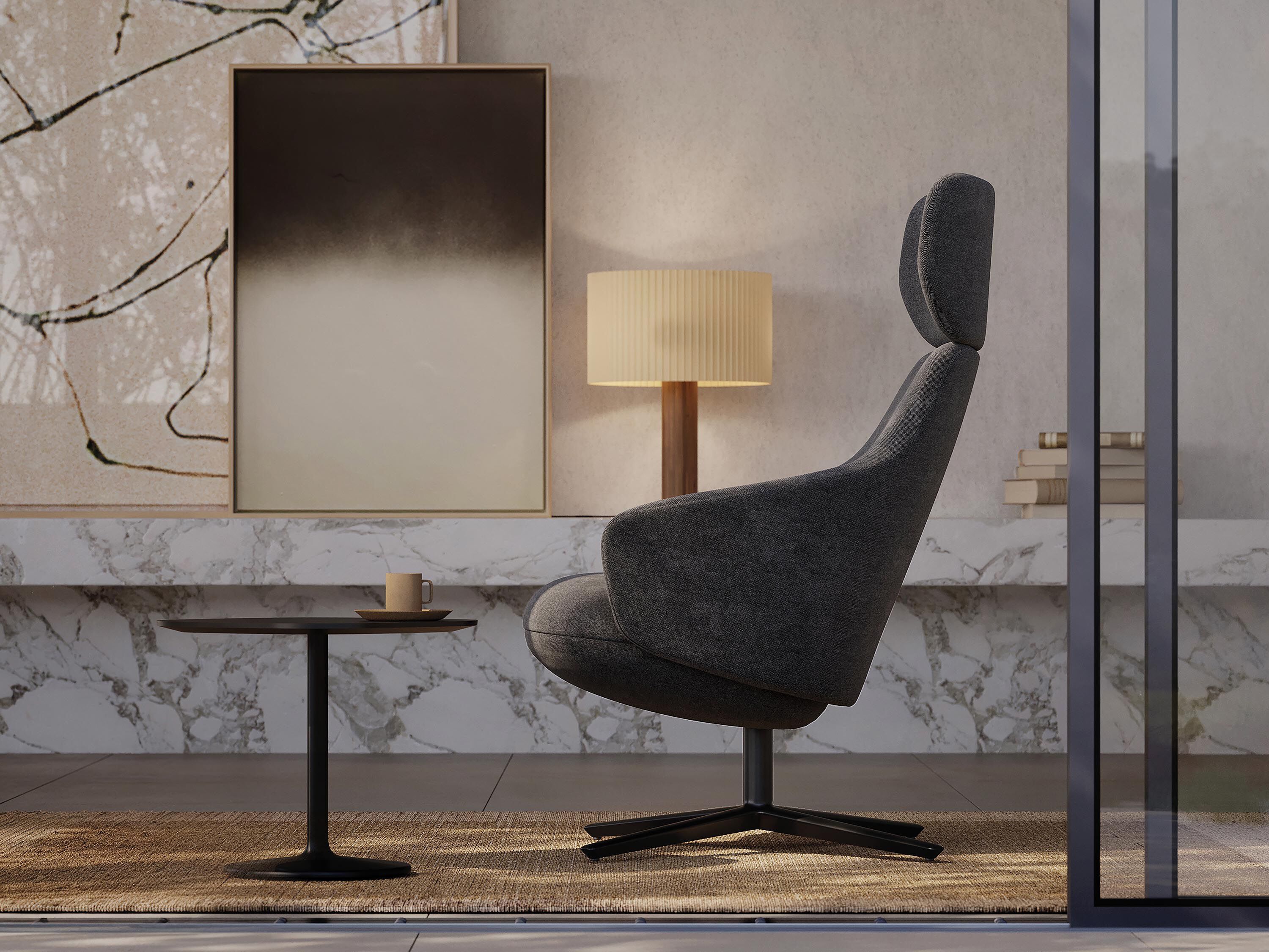 Кожаное вращающееся кресло с высокой спинкой Andreu World Calma Lounge ARCH-00150969 - Вид №3