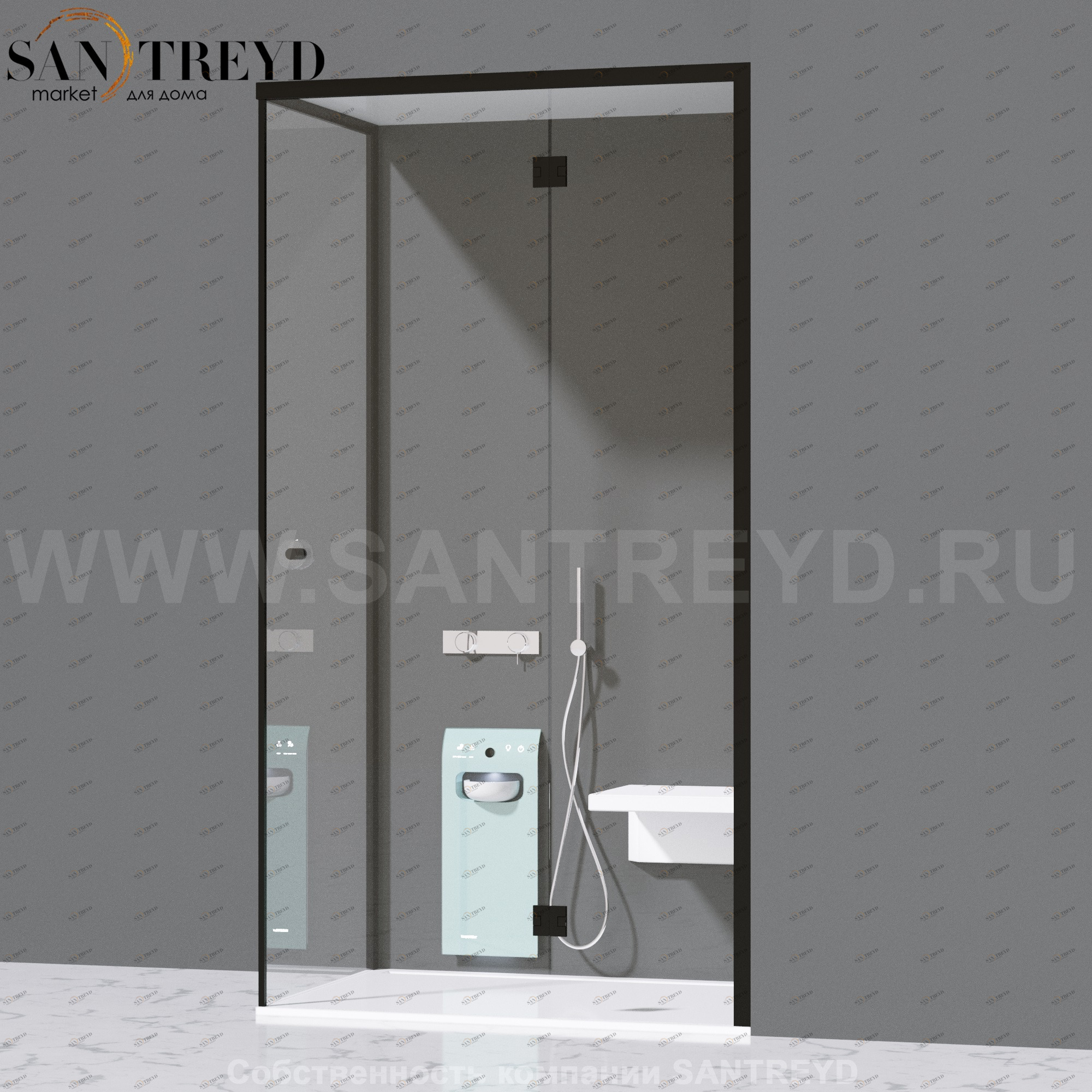 Effegibi FITBOX B Душевая кабина с профилем из черного алюминия. Установка: в правый угол. Размеры: длина 119 см, Дверные петли на стекле FB10020004