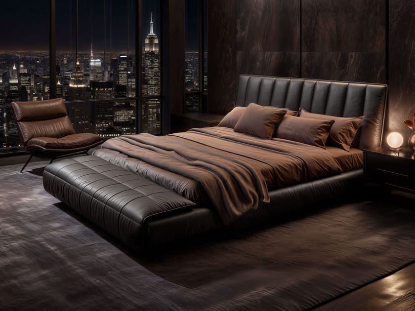 Кожаная двуспальная кровать Wayne Enterprises Home Collection WE-066 ARCH-00116335