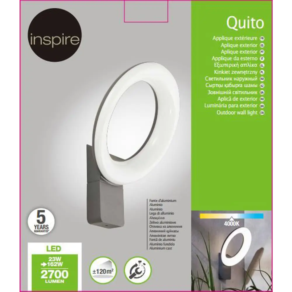 Светильник настенный светодиодный уличный Inspire «Quito» 2700 Лм IP54 81969509 STLM-2166415  - Вид №3