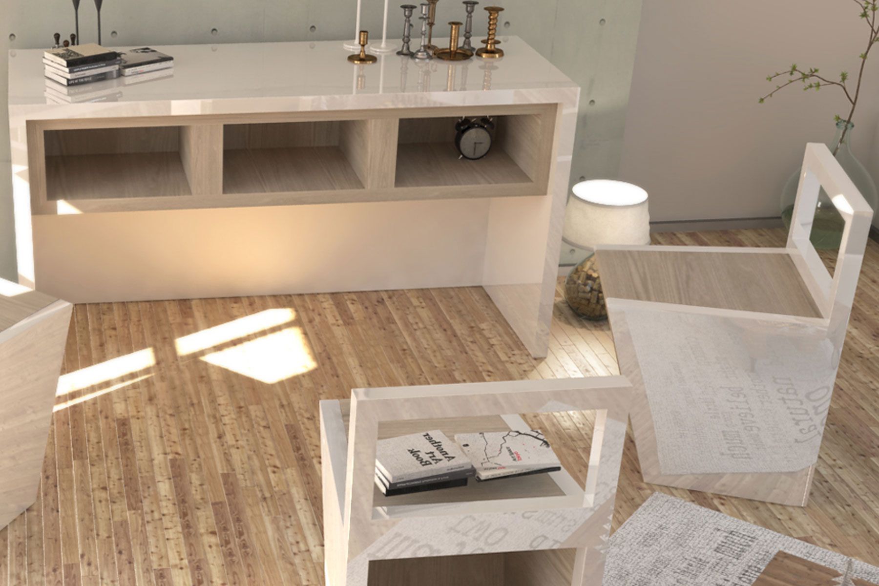 Прямоугольная деревянная консоль со встроенными сиденьями Concepticon GUESTOCK ARCH-00061520 - Вид №3