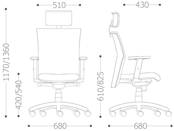 VAGHI Вращающееся кресло из ткани с подлокотниками из полиамида Morea comfort Cmpk - cmsk - Вид №4