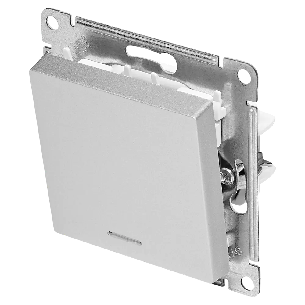 Выключатель встраиваемый Systeme Electric AtlasDesign 1 клавиша с подсветкой цвет алюминий 89457376 STLM-2204951 - Вид №1