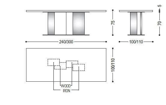 Прямоугольный стол из массива дерева Riva 1920 OMBRA ARCH-00135480 - Вид №2