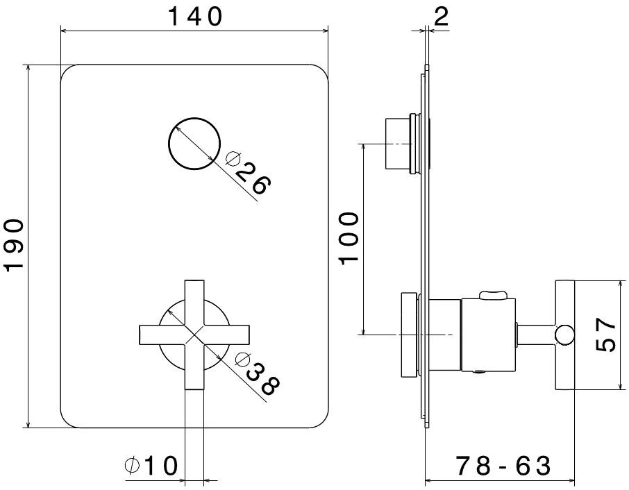 newform Смеситель для душа встраиваемый термостатический с переключателем Blink sun-id-1407372 - Вид №6