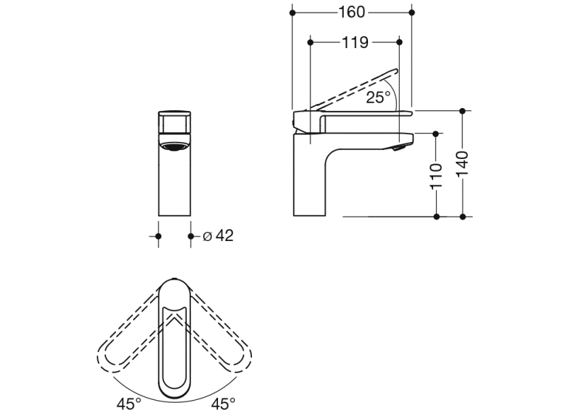 AQ1.12M10160 Однорычажный смеситель для раковины HEWI System-Armaturen  - Вид №2