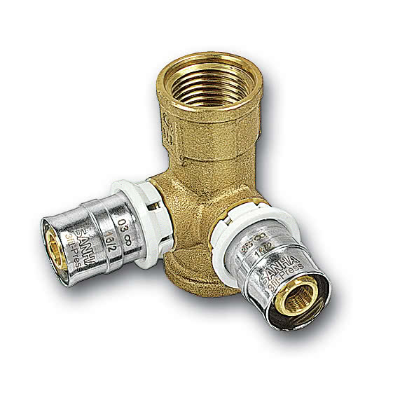 325478G161216 25478G - 3fit-Press потолочное колено без свинца Размер:16x1/2x16 SANHA  - Вид №1